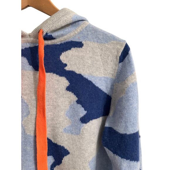 Brodie Blue Gray Chloe Camo Fine Cashmere Hoodie S ($355) Old Money Luxury - Picture 3 of 7